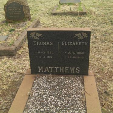 MATTHEWS Thomas 1832-1917 &amp; Elizabeth 1859-1943