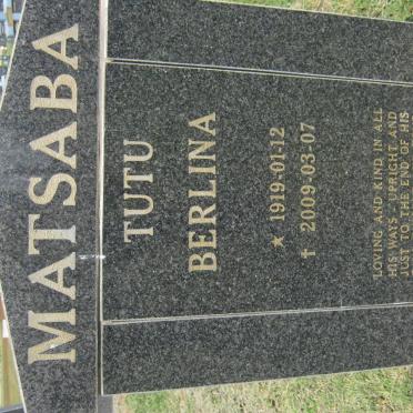 MATSABA Tutu Berlina 1919-2009