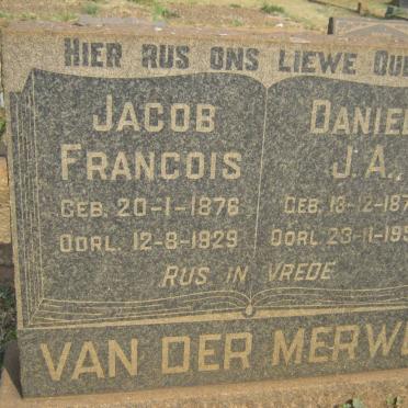 MERWE Jacob Francois, van der 1876-1929 &amp; Daniel J.A. 1875-1956