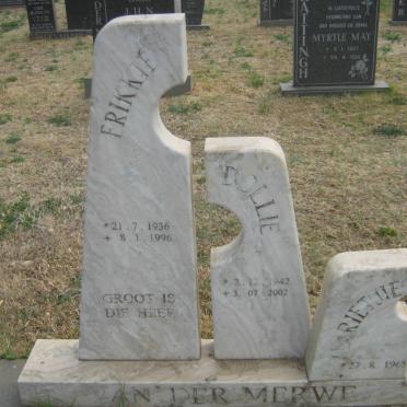 MERWE Frikkie, van der 1936-1996 &amp; Dollie 1942-2002 :: VAN DER MERWE Marietjie 1965-