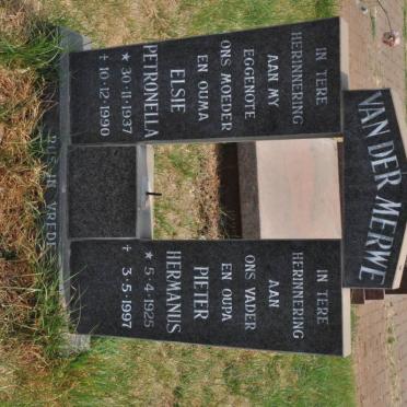 MERWE Pieter Hermanus, van der 1925-1997 &amp; Elsie Petronella 1937-1990
