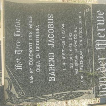 MERWE Barend Jacobus, van der 1897-1974 &amp; Johanna COETZEE 1910-1980