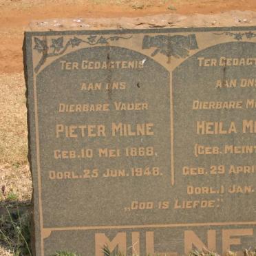 MILNE Pieter 1868-1948 &amp; Heila nee MEINTJES 1873-1953