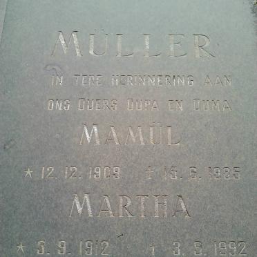 MULLER Mamül 1909-1985 &amp; Martha 1912-1992