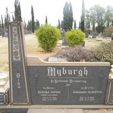 MYBURGH Johannes Albertus 1963-1970 &amp; Berdina Sophia JANSEN VAN VUUREN 1940-1970