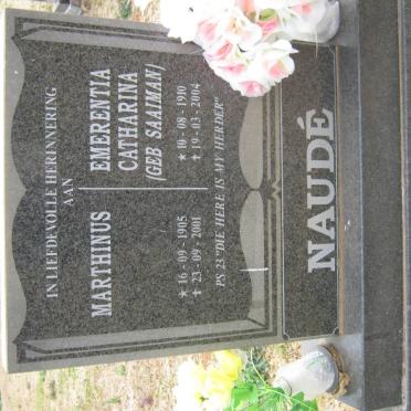 NAUDÉ Marthinus 1905-2001 &amp; Emerentia Catharina SAAIMAN 1910-2004