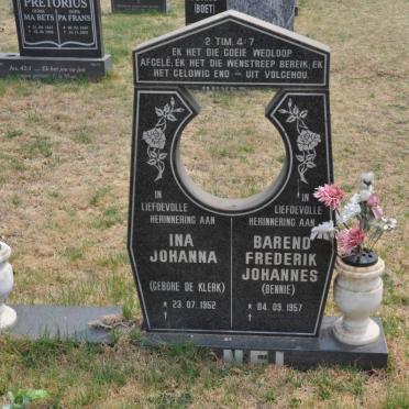 NEL Barend Frederik Johannes 1957- &amp; Ina Johanna DE KLERK 1952-