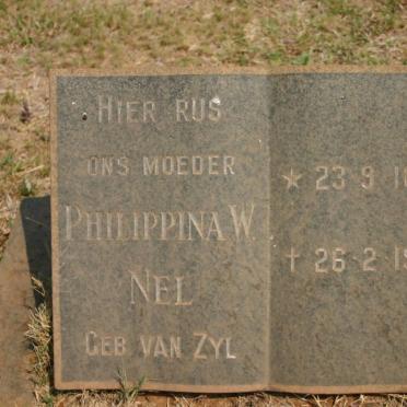 NEL Philippina W. nee VAN ZYL 1859-1937