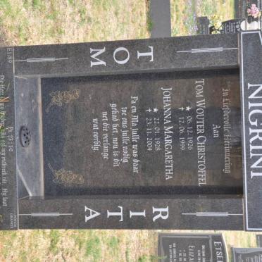 NIGRINI Tom Wouter Christoffel 1926-1999 Johanna Margaretha 1928-2004