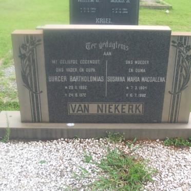 NIEKERK Burger Bartholomias, van 1892-1972 &amp; Susanna Maria Magdalena 1904-1982