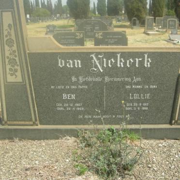 NIEKERK Ben, van 1907-1969 &amp; Lollie 1912-1986