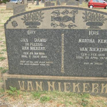 NIEKERK Jan Dawid Du Plessis, van 1908-1949 &amp; Martha Kemp VAN NIEKERK 1906-1976