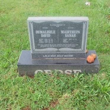 OBOSE Dumalisile David 1946-2006 &amp; Madithupa Sanah 1957-