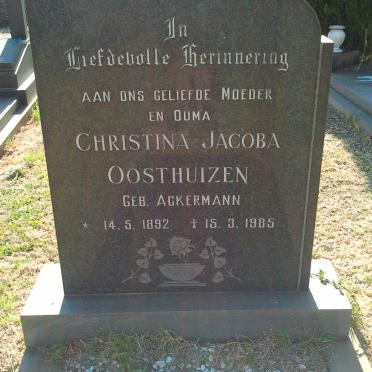 OOSTHUIZEN Christina Jacoba nee ACKERMANN 1892-1985