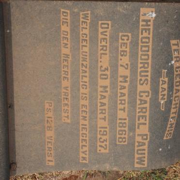 PAUW Theodorus Carel 1868-1937