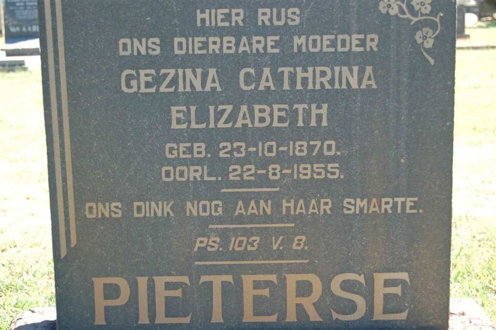 PIETERSE Gezina Cathrina Elizabeth 1870-1955