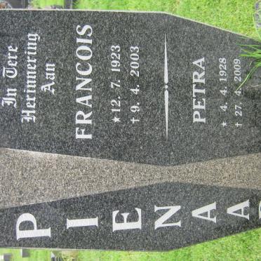 PIENAAR Francois 1923-2003 &amp; Petra 1928-2009