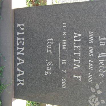 PIENAAR Aletta F. 1914-1980