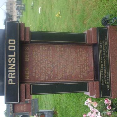 PRINSLOO Nick 1943-2007 &amp; Bets 1947-2006