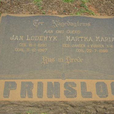 PRINSLOO Jan Lodewyk 1890-1967 &amp; Martha Maria JANSEN VAN VUUREN 1891-1968