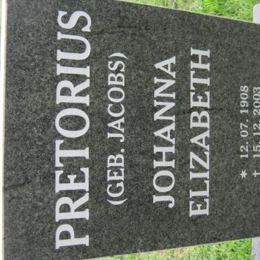 PRETORIUS Johanna Elizabeth nee JACOBS 1908-2003