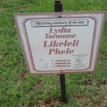 PHELE Lydia Tsemane Likeledi 1957-2009
