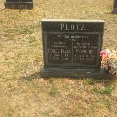 PLOTZ George Frank 1931-2004 &amp; Rensche 1934-1999