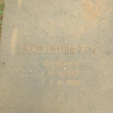 PLESSIS Emmerentia F.M., du nee GERBER 1910-1985