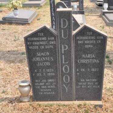 PLOOY Simon Johannes Jacob, du 1925-1990 &amp; Maria Christina 1937-