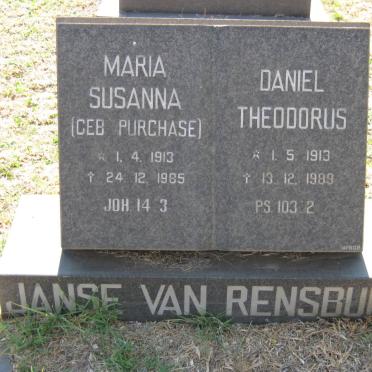 RENSBURG Daniel Theodorus, Janse van 1913-1989 &amp; Maria Susanna PURCHASE 1913-1985