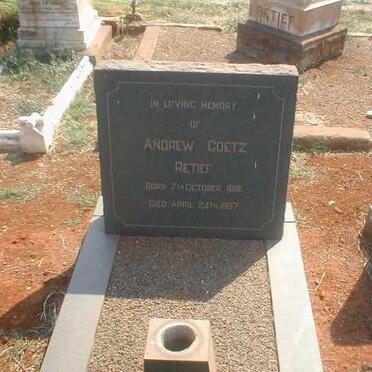 RETIEF Andrew Coetz 1881-1967
