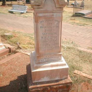 RETIEF Gertruida W.M. nee GOETZ 1860-1932