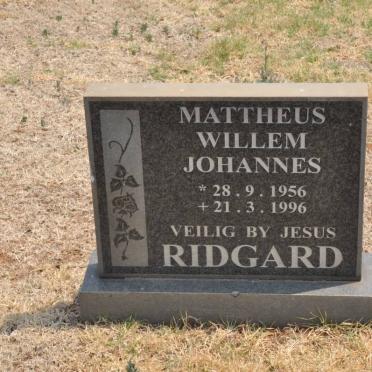 RIDGARD Mattheus Willem Johannes 1956-1996