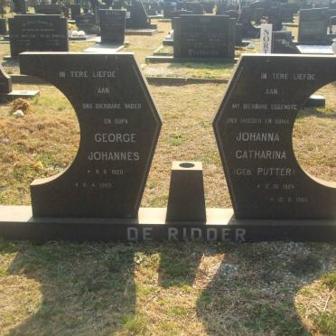 RIDDER George Johannes, de 1920-1989 &amp; Johanna Catharina PUTTER 1924-1985