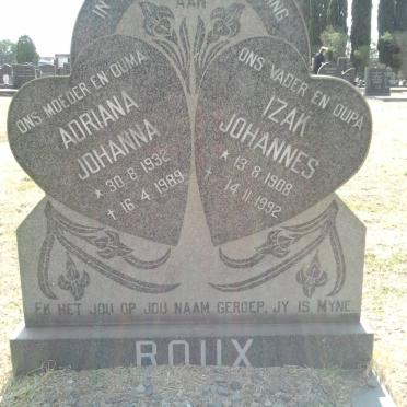 ROUX Izak Johannes 1908-1992 &amp; Adriana Johanna 1932-1989