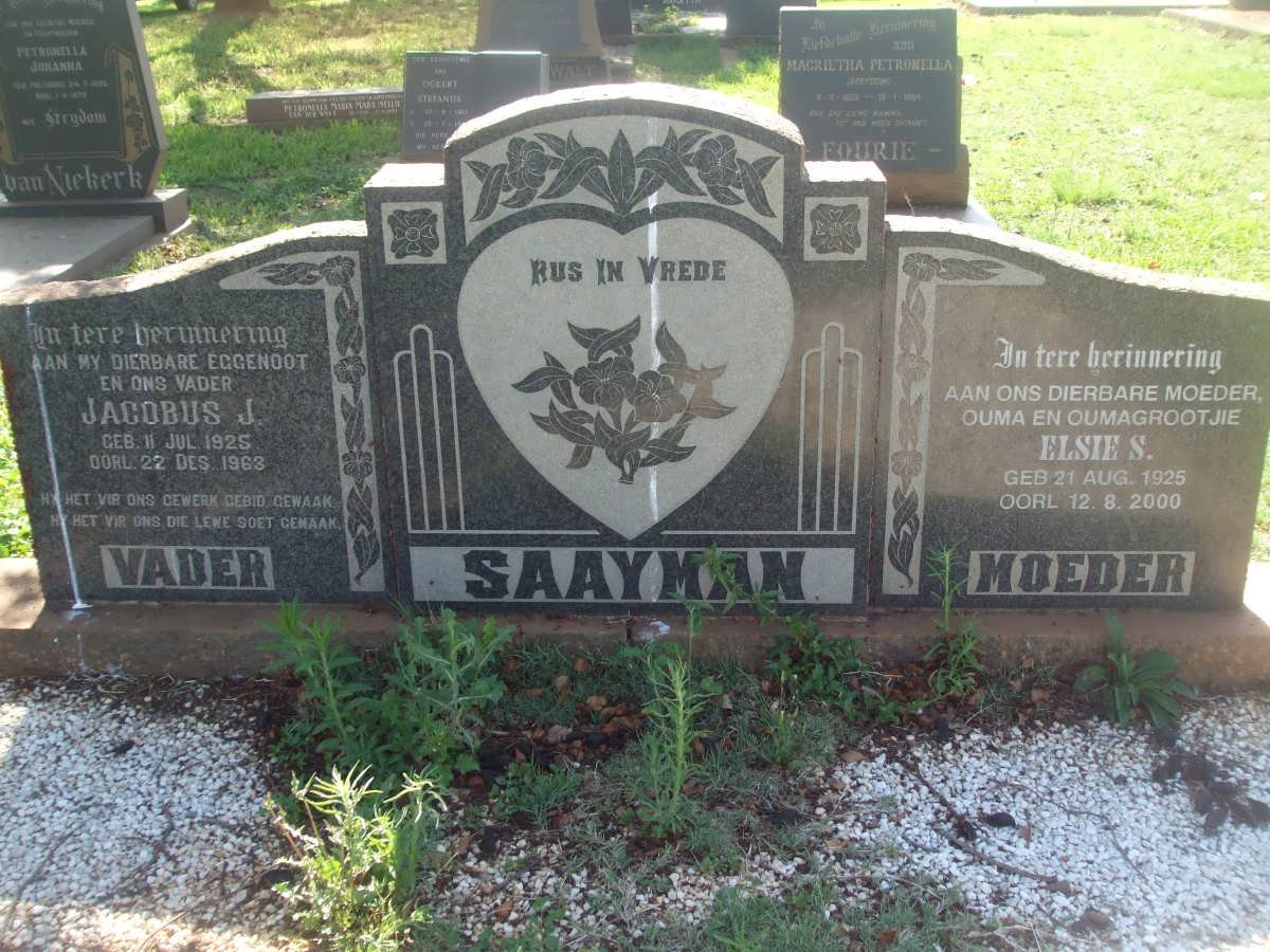 SAAYMAN Jacobus J. 1925-1963 &amp; Elsie S. 1925-2000