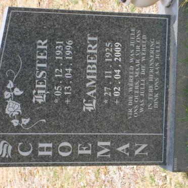 SCHOEMAN Lambert 1925-2009 &amp; Hester 1931-1996