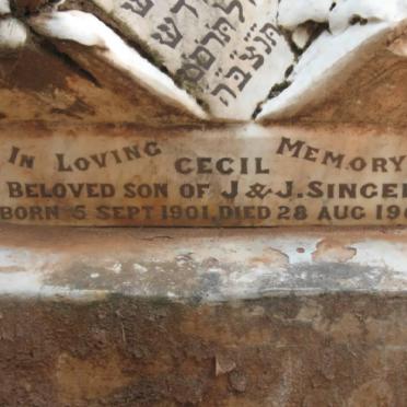 SINGER Cecil 1901-1909