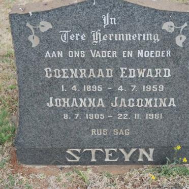 STEYN Coenraad Edward 1895-1959 &amp; Johanna Jacomina 1905-1981