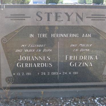 STEYN Johannes Gerhardus 1911-1989 &amp; Friedrika Gezina 1911-