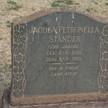 STANDER Jacoba Petronella nee JACOBS 1890-1960