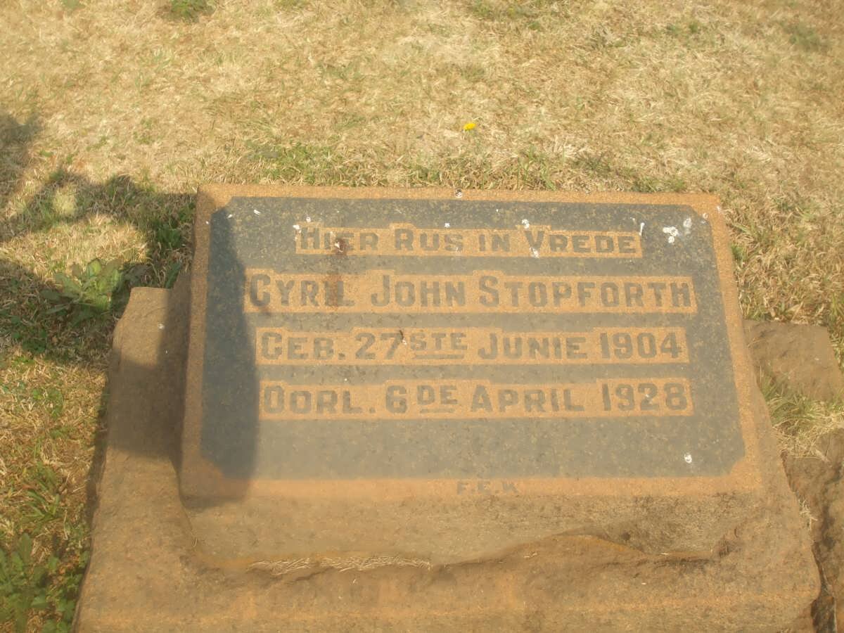 STOPFORTH Cyril John 1904-1928