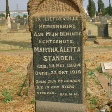 STANDER Martha Aletta 1884-1918