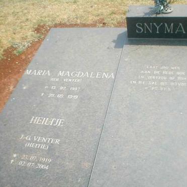 SNYMAN Johannes Jurie 1904-1992 &amp; Maria Magdalena VENTER 1907-1999 :: VENTER Heiltje J.G. 1919-2004
