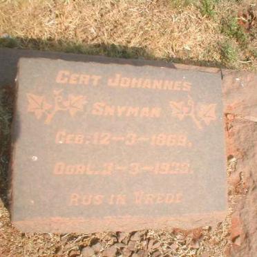 SNYMAN Gert Johannes 1869-1933