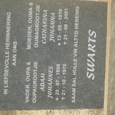 SWARTS Adam Johannes 1896-1970 &amp; Catharina Johanna 1910-2001