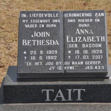 TAIT John Bethesda 1909-1992 &amp; Anna Elizabeth BASSON 1920-2007