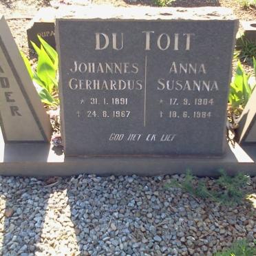 TOIT Johannes Gerhardus, du 1891-1967 &amp; Anna Susanna 1904-1984