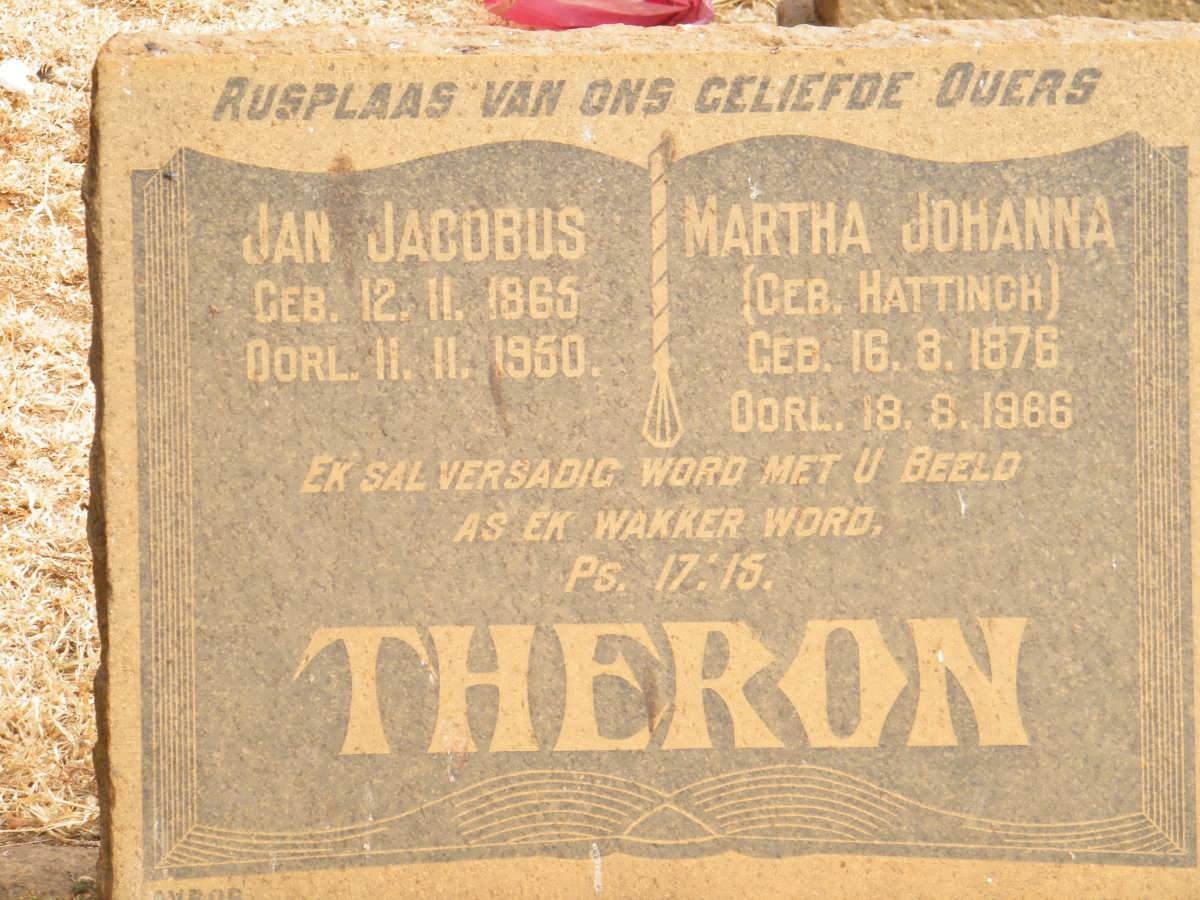 THERON Jan Jacobus 1865-1950 &amp; Martha Johanna HATTINGH 1876-1966