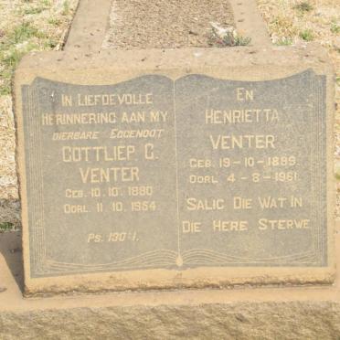 VENTER Gottliep C. 1880-1954 &amp; Henrietta 1889-1961